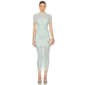 SEROYA Noel Off Shoulder Midi Dress in Frosted Sea